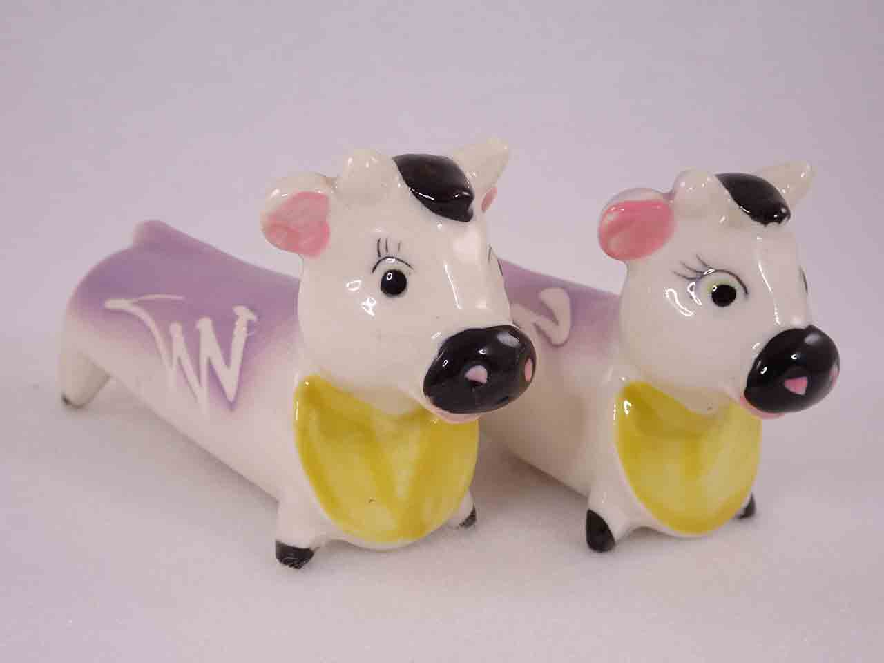 49125 Longer Animals with White Squiggly Lines salt and pepper shakers - cows